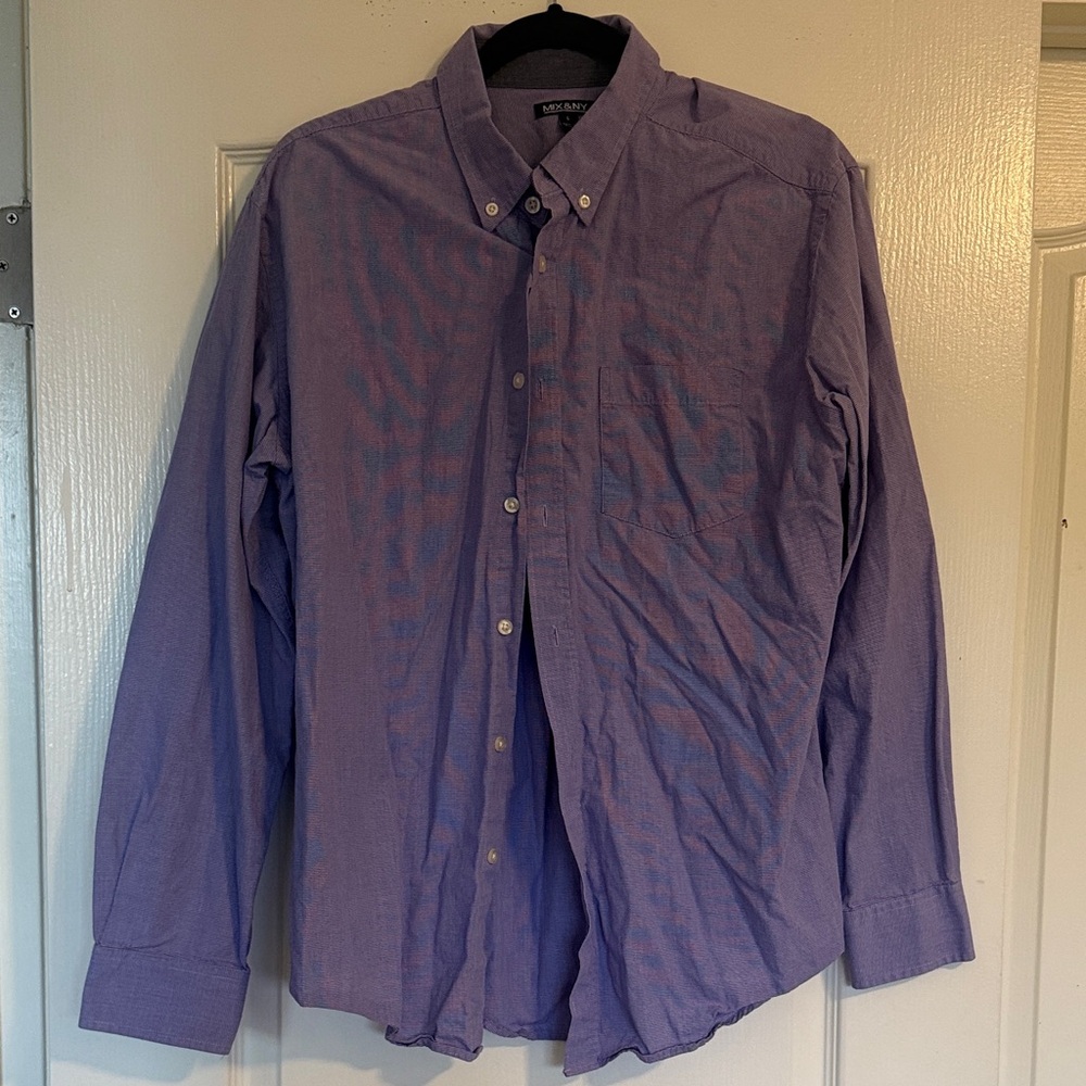 Men's Casual Purple Button-Down Shirt